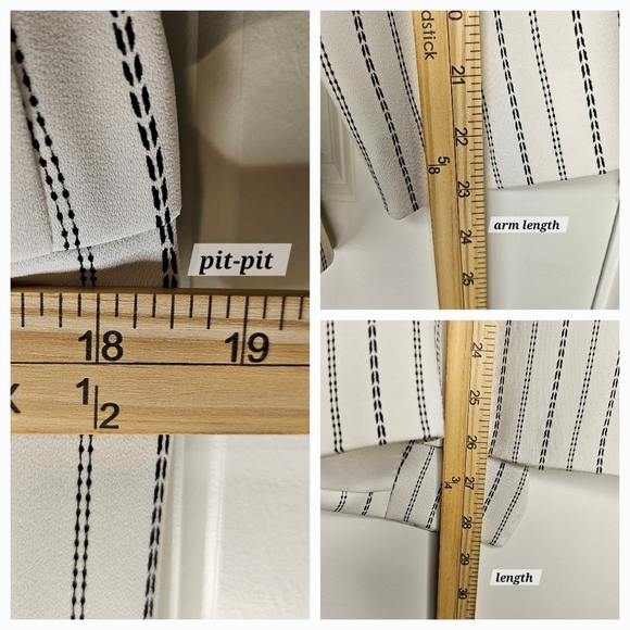 Chico’s White Black Striped Open Front Blazer Jacket Size 4/6 Capsule Wardrobe - Picture 11 of 11